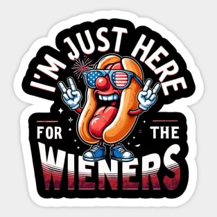 I'm Just Here For The Wieners 4th of July Patriotic Hot Dog Sticker